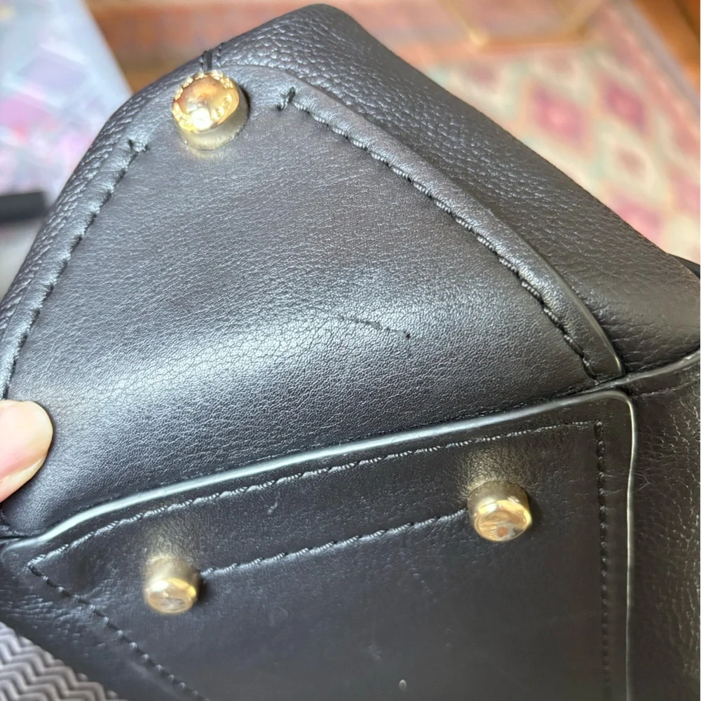 Black Coach Grace satchel with gold dowel accents - wear or repair style B1957 - Picture 11 of 12